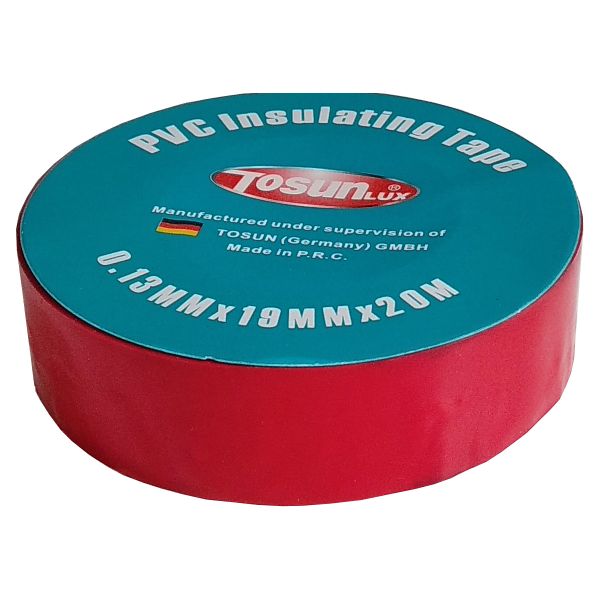 Стрічка ізоляційна PVC, червона, 20м (0.13х19)