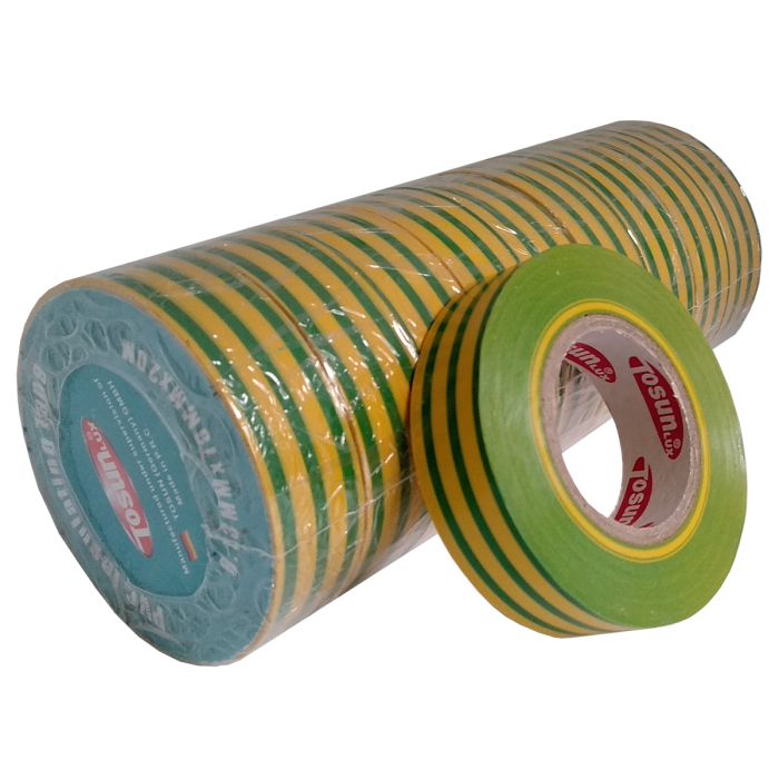 Стрічка ізоляційна PVC, жовто-зелена, 20м (0.13х19)