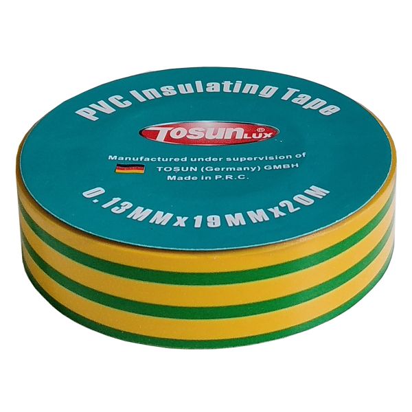 Стрічка ізоляційна PVC, жовто-зелена, 20м (0.13х19)