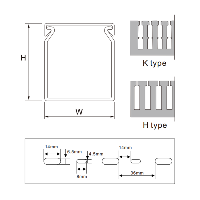 Короб перфорований РХС3-4040, 40х40 мм, PVC, UL 94V-O