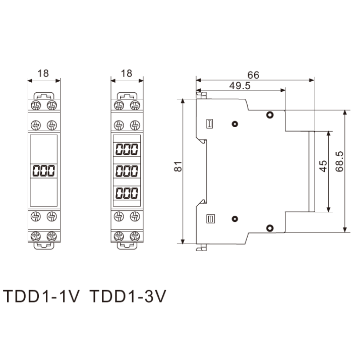 Вольтметр модульний TDD1-1V, АС50-500В (цифровий)