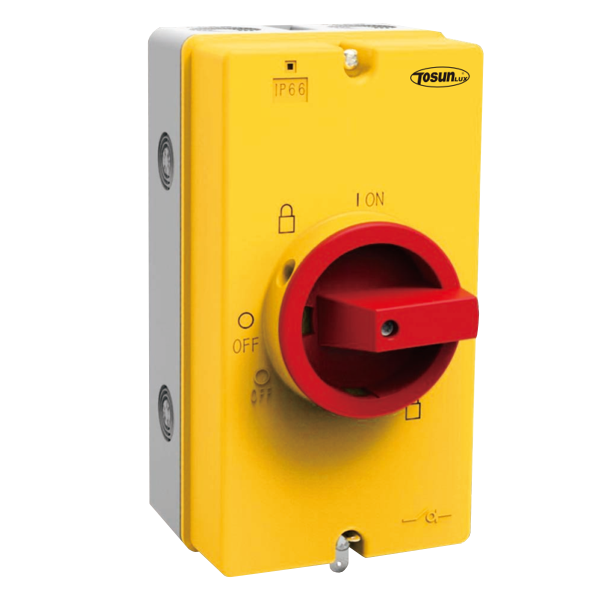 Вимикач навантаження TSAS69 ELR в корпусі ІР66, 3Р, 63А, АС-23А, 22kW з можливістю блокування