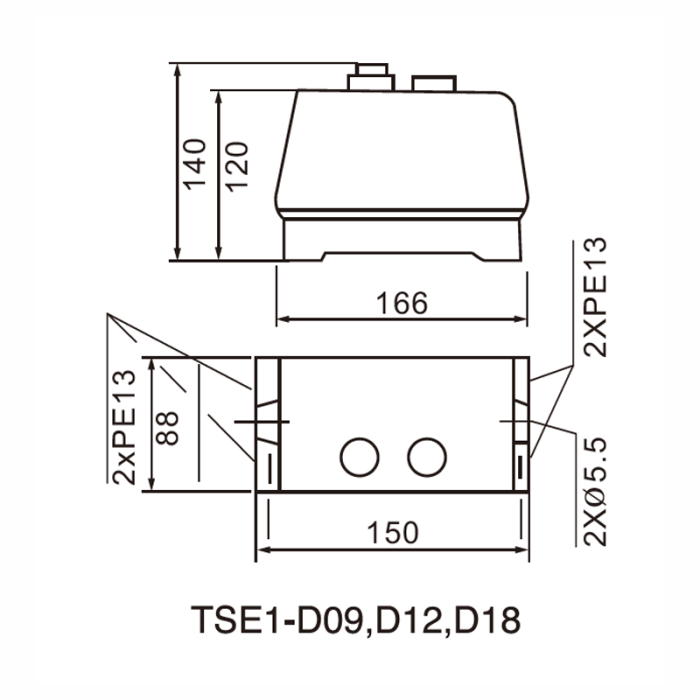 Пускач магнітний TSE1-D12, 3P, 12А, 400В (IP54)
