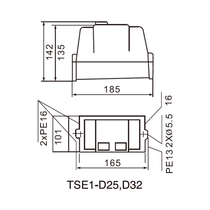 Пускач магнітний TSE1-D32, 3P, 32А, 400В (IP54)