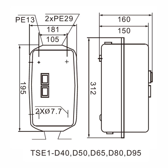 Пускач магнітний TSE1-D40, 3P, 40А, 230В (IP54)