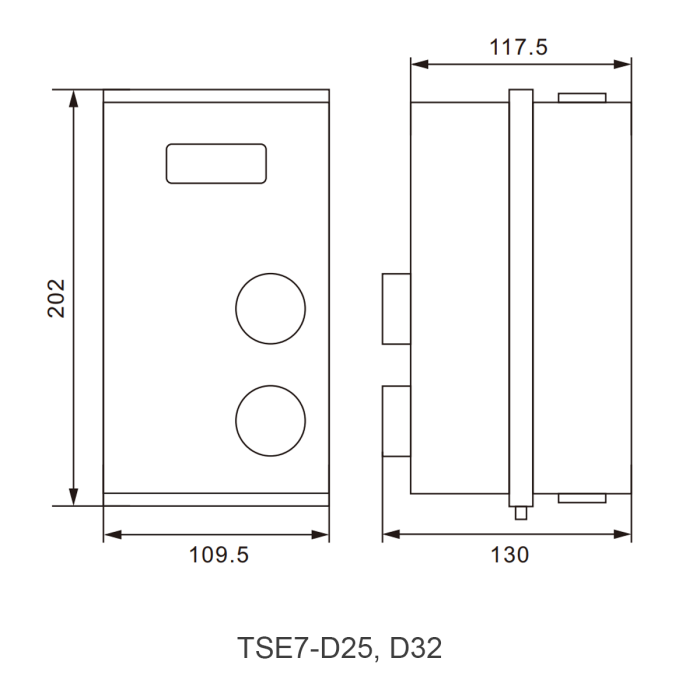 Пускач магнітний TSE7-D25, 25А (IP54) - метал.корпус з LED індикатором
