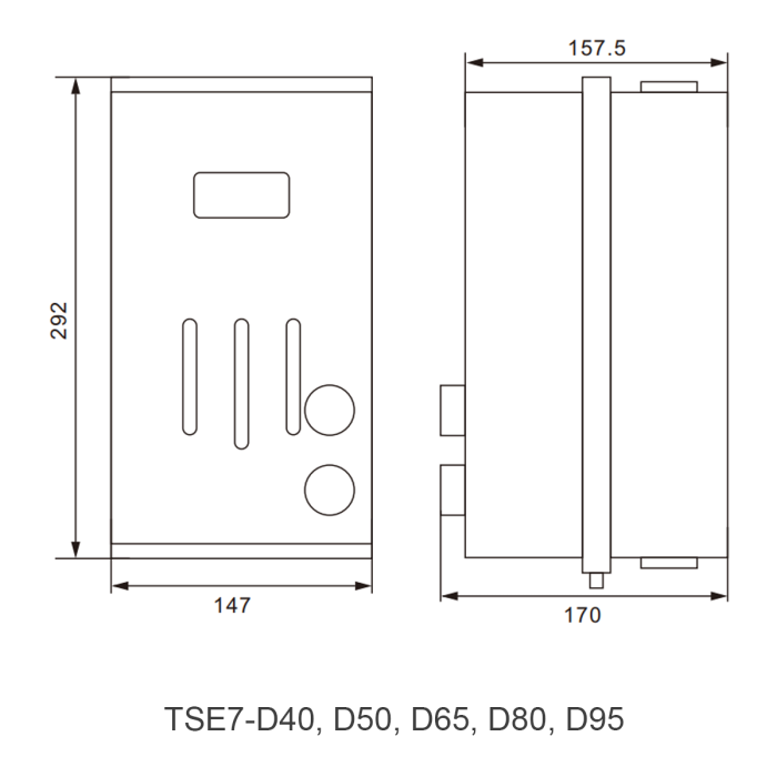Пускач магнітний TSE7-D40, 40А (IP54) - метал.корпус з LED індикатором