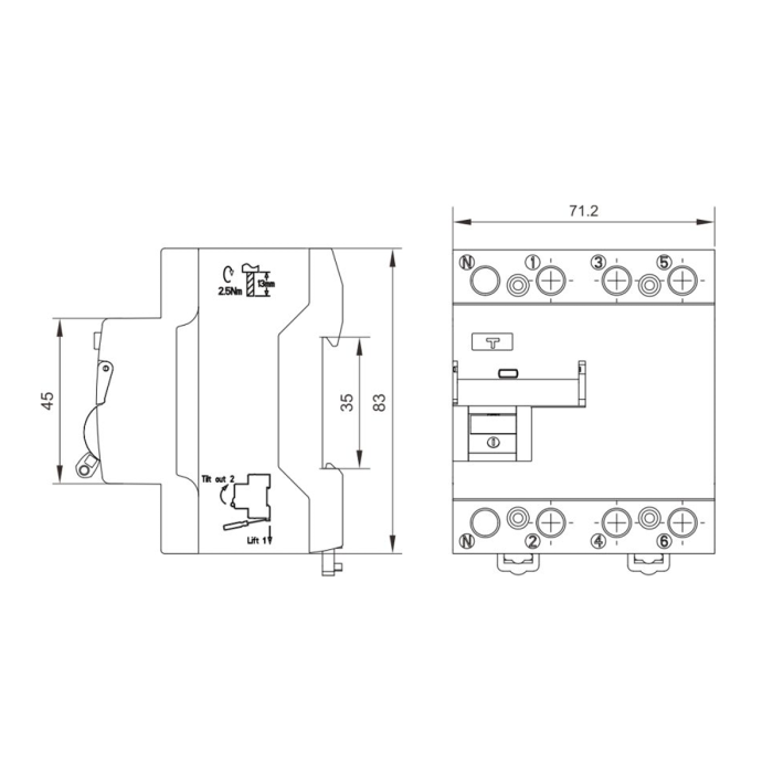 TSL3-63B, 3P+N (2P), 63А, 30мА, тип B (A+AC+DC+F)