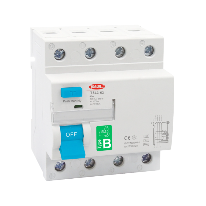 TSL3-63B, 3P+N (2P), 63А, 30мА, тип B (A+AC+DC+F)