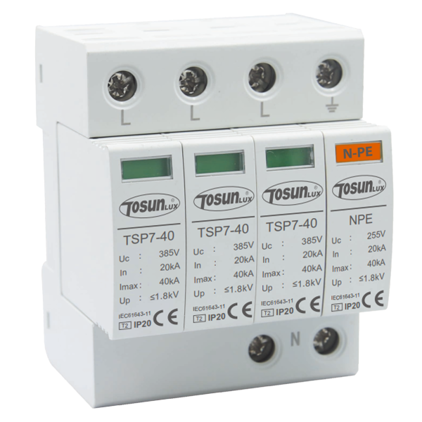 Обмежувач імпульсної перенапруги TSP7-40, 3P+NPE, 20-40kA, тип С, AC275V