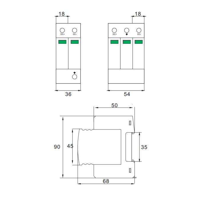 Обмежувач імпульсної перенапруги TSP7-40PV, 3P, 20-40kA, DC1000V