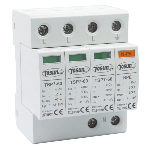 Обмежувач імпульсної перенапруги TSP7-60, 3P+NPE, 30-60kA, тип В, AC440V