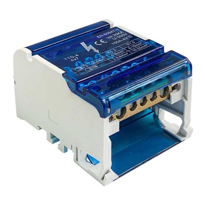 Шина нульова TTD-4, 4х7, 100А в корпусі з кришкою